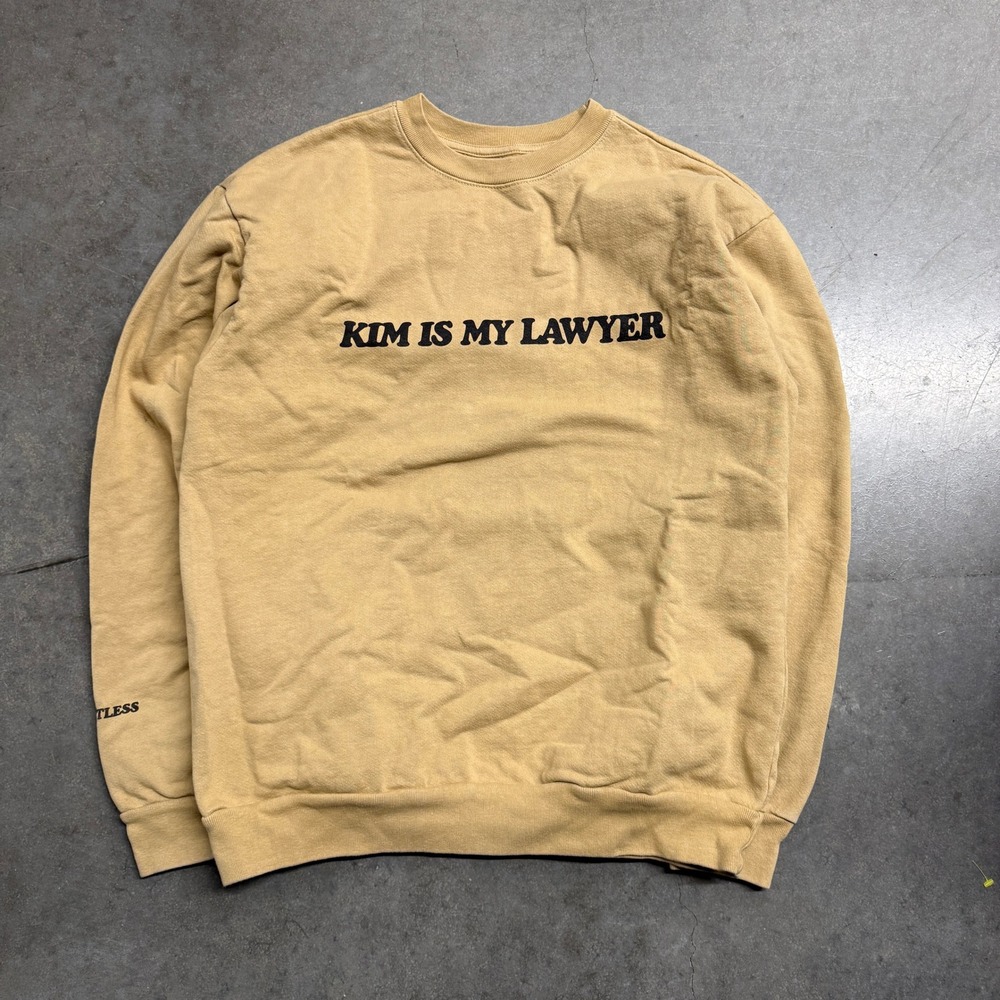 Talentless Kim Is My Lawyer Sweatshirt Tan Camel Crewneck Medium Made in USA